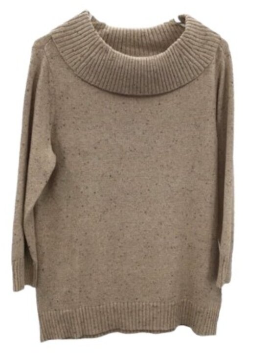 Charter Club Petite Tan Gold Cowl Neck Sweater - EUC - Picture 1 of 4